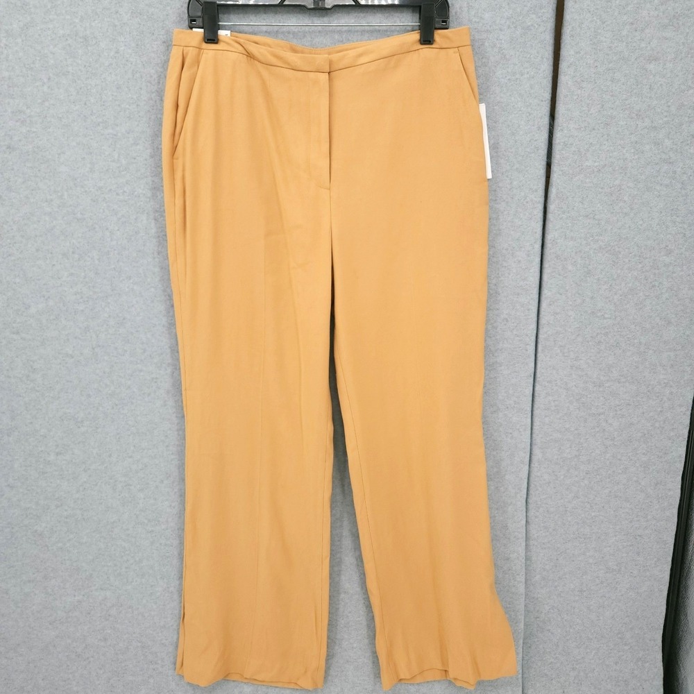 DKNY High Rise Sueded Canvas Beige Slim Flare Leg Pants Womens Size 10P